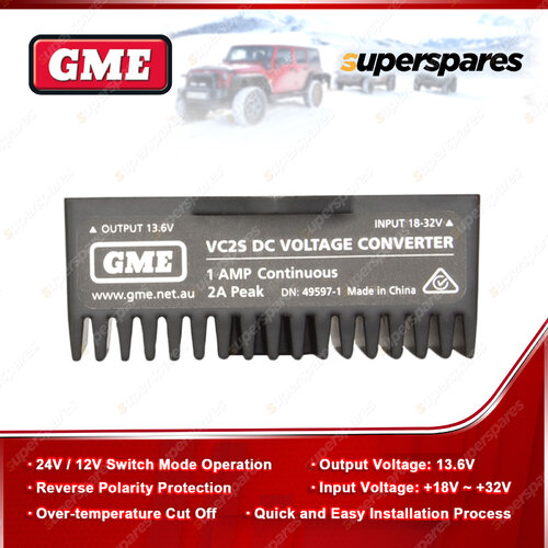 GME Continuous Output 1 Amp 24/12V DC Voltage Converter for UHF CB radio VC2S