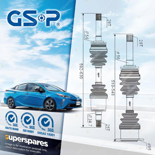 GSP Front LH + RH CV Joint Drive Shafts for Mitsubishi Triton ME MF MG MH MJ