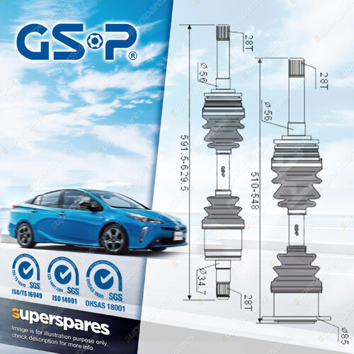 GSP Front LH + RH CV Joint Drive Shafts for Mitsubishi Triton MH MJ 3.0L 6G72