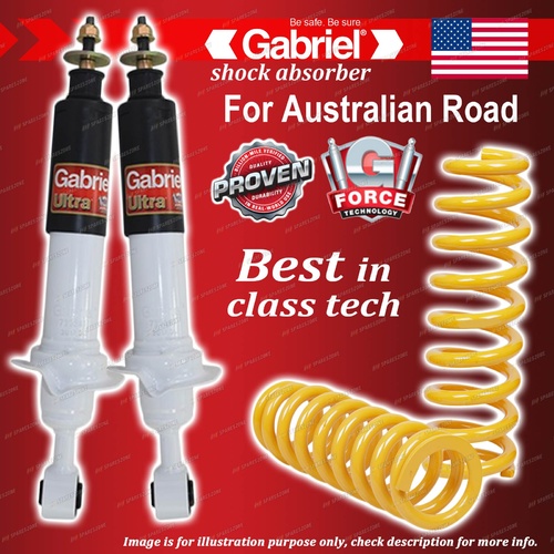 Front Gabriel Ultra Shocks + Raised 100-300KG King Springs for Nissan Navara D40