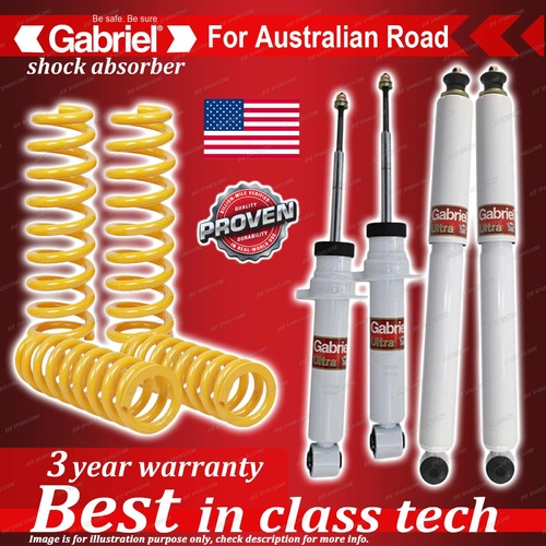4 x Raised Gabriel Shock + Coil Spring for Pajero 4WD NM-SWB PETROL 5/00-10/2002