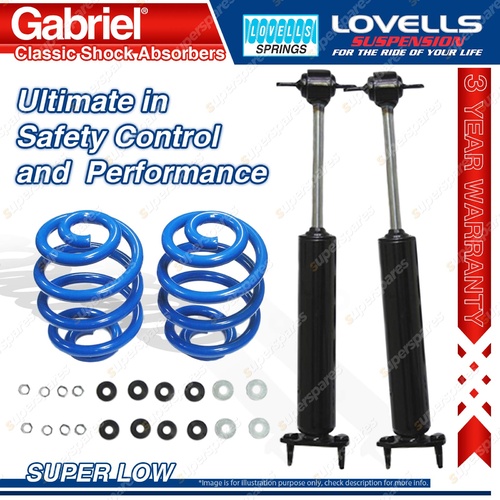 Front Super Low Gabriel Classic Shocks + Lovells Springs for Ford Mustang 8 Cyl