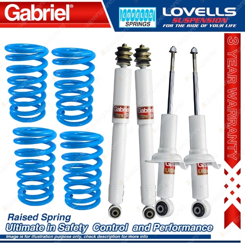 Front Rear Raised Gabriel Ultra Shocks + Lovells Springs for Nissan Patrol Y62