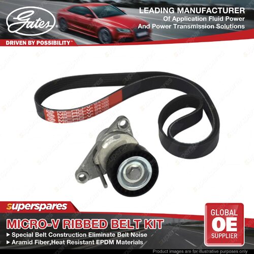 Gates Alt Micro-V Ribbed Belt Kit for Citroen C2 JM C3 FC FN SC C4 LA with A C
