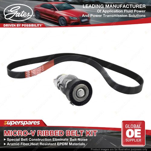 Gates Alt Micro-V Ribbed Belt Kit for Skoda Fabia 6Y2 6Y5 AUA BBY AUB BBZ 1.4L