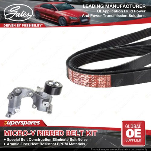 Gates Micro-V Ribbed Belt Kit for Toyota FJ Cruiser GSJ15 Prado GRJ150 GRJ125