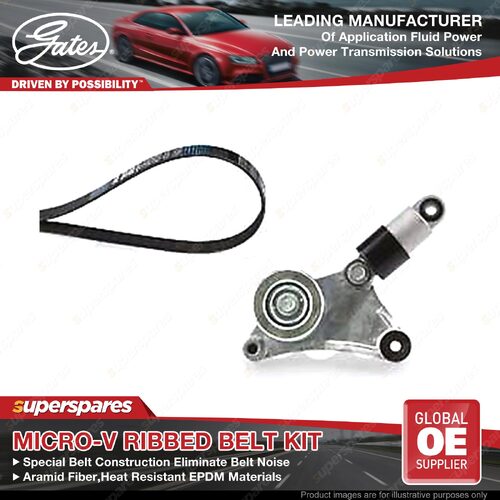 Gates Alt Micro-V Ribbed Belt Kit for Toyota Allion AZT240 Avensis AZT250 AZT251