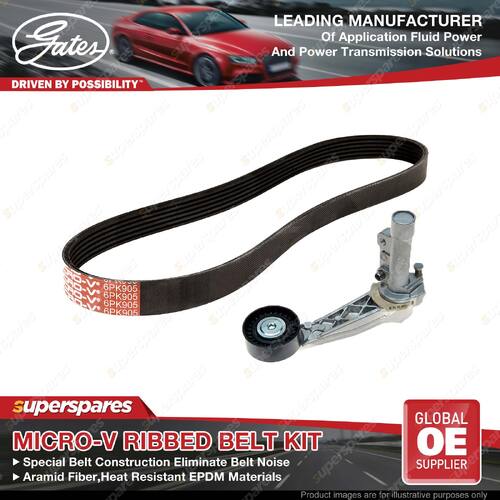 Gates Micro-V Ribbed Belt Kit for Citroen C3 C4 Picasso C5 DS3 DS4 DS5 1.4L 1.6L