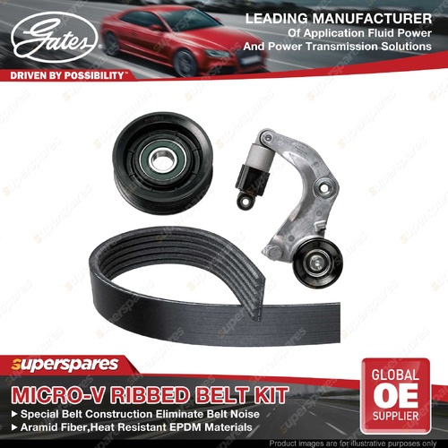Gates Micro-V Ribbed Belt Kit for Honda Civic FB FK 1.8L 104KW 2.0L 114KW