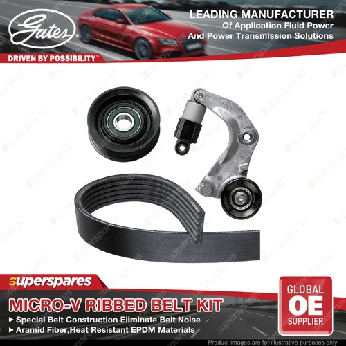Gates Micro-V Ribbed Belt Kit for Honda HR-V RU 1.8L 105KW R18ZF R18Z9 2015-2021