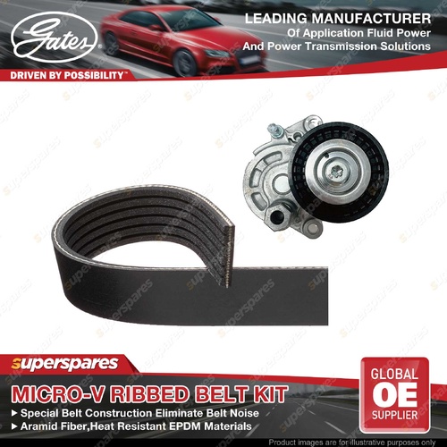 Gates Micro-V Ribbed Belt Kit for Nissan Altima L33 X-Trail T32 NT32 2.5L