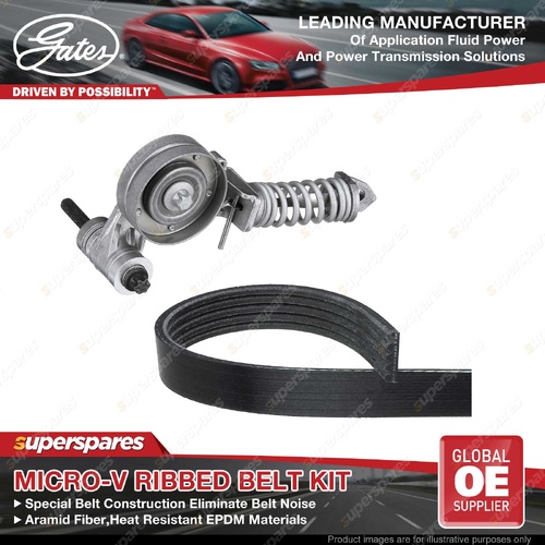 Gates Micro-V Ribbed Belt Kit for Opel Astra NET P10 1.4L Vin from C1000001