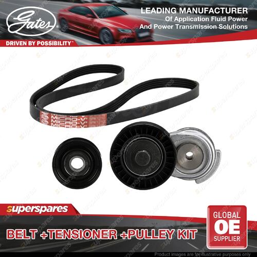 Gates Belt & Tensioner & Pulley Kit for Benz C180 W202 1.8L 89kW 94-00 with AC