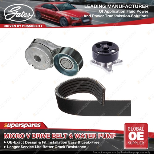 Gates Alt Micro-V Drive Belt Kit + Water Pump for Nissan X-Trail T32 Dualis J10