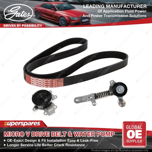 Gates Alt Drive Belt Kit + Water Pump for Toyota Corolla ZRE172 ZRE182 15-19