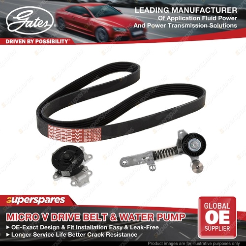 Gates Alt Drive Belt Kit + Water Pump for Toyota Corolla ZRE172 ZRE182 12-15