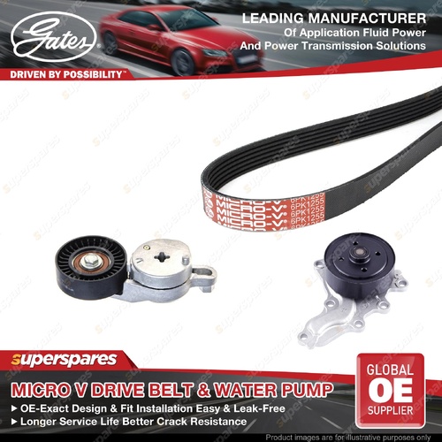 Gates Alt Micro-V Drive Belt Kit + Water Pump for Lexus RX 270 AGL10 2.7L 08-15