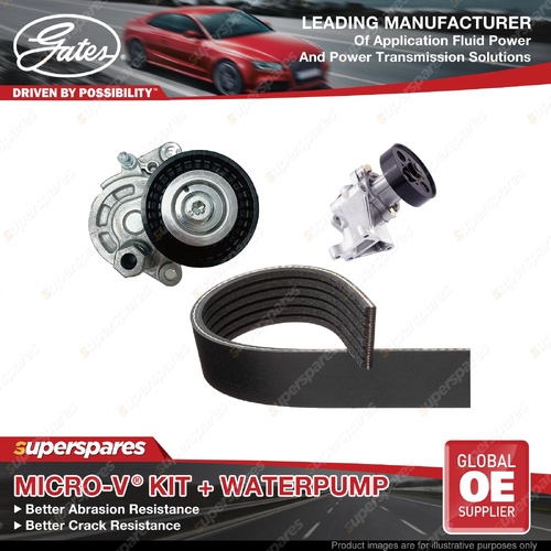 Gates Alt Micro-V Drive Belt Kit + Water Pump for Nissan X-Trail T32 NT32 Altima