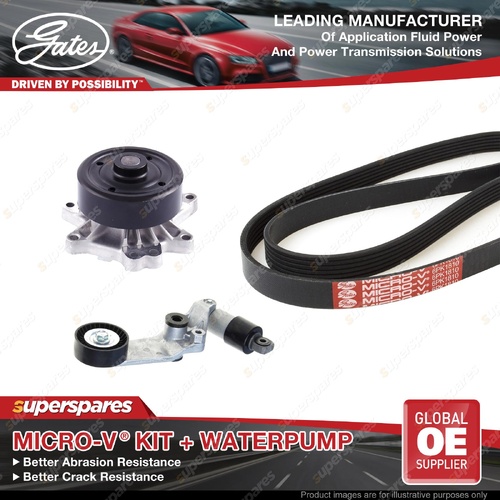 Gates Alt Drive Belt Kit + Water Pump for Toyota Corolla ZZE122 1.8L 12/01-05/07