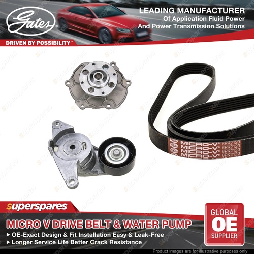 Gates Alt Drive Belt Kit + Water Pump for Holden Commodore Calais VE Caprice