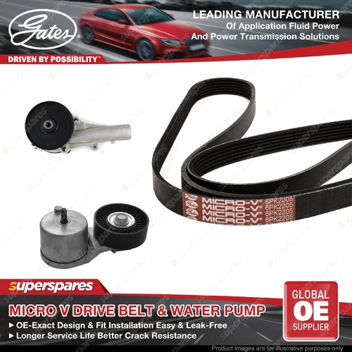 Gates Alt Drive Belt Kit + Water Pump for Ford Fairlane Fairmont Falcon BA 4.0L