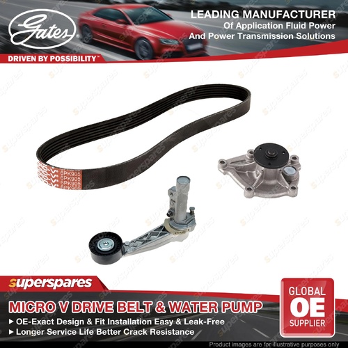 Gates Alt Drive Belt Kit + Water Pump for Mini DS4 R56 R57 Mini Clubman R55