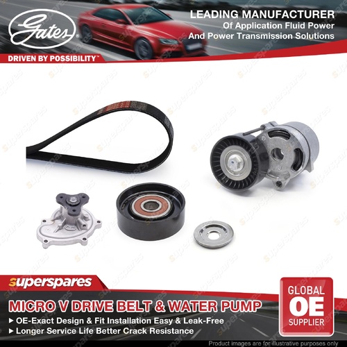 Gates Alt Drive Belt Kit + Water Pump for Subaru Forester SJ Impreza XV GP 12-18