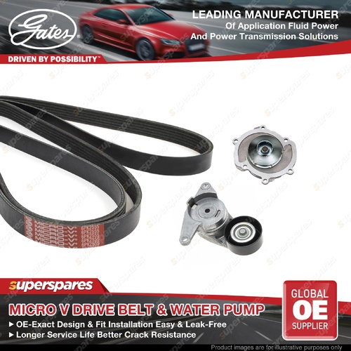 Gates Alt Drive Belt Kit + Water Pump for Holden Crewman One Tonner VZ Statesman