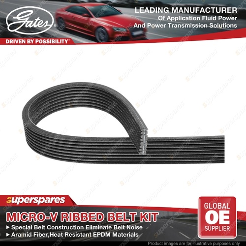 Gates S/C Micro-V Drive Belt for Land Rover Range Rover Velar L560 3.0L 18-19