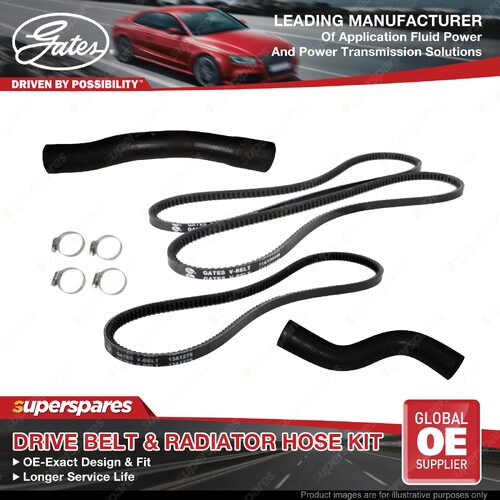 Gates Drive Belt & Radiator Hose Kit for Toyota Landcruiser HZJ80 4.2 99KW 90-98