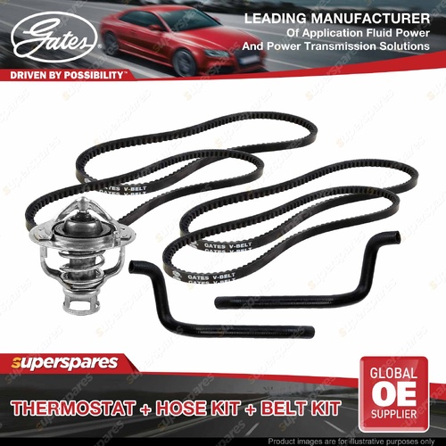 Gates Thermostat + Heater Hose Drive Belt Kit for Nissan Patrol GR Y61 2.8L 96KW