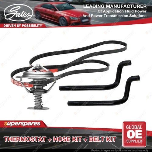 Gates Thermostat + Heater Hose + Drive Belt Kit for Nissan Navara D40 2.5L 08-09