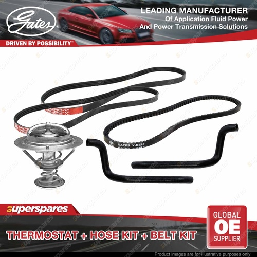 Gates Thermostat + Heater Hose + Drive Belt Kit for Mitsubishi Pajero V45W 3.5L
