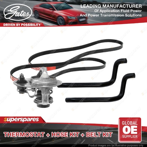 Gates Thermostat + Heater Hose + Drive Belt Kit for Mazda 323 BA1 1.8L with A/C