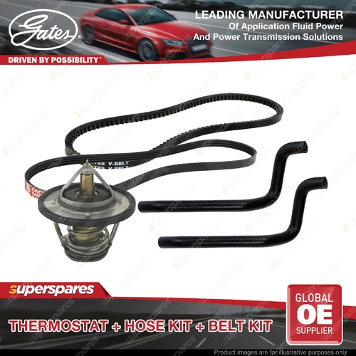 Gates Thermostat + Heater Hose + Drive Belt Kit for Isuzu D-Max TFR85 3.0L 06-12