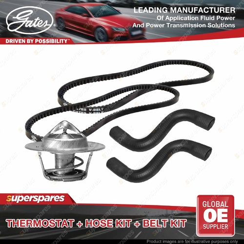 Gates Thermostat + Radiator Hose + Drive Belt Kit for Ford Falcon XR 4.7L 149KW