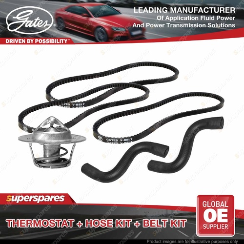 Gates Thermostat + Radiator Hose Drive Belt for Ford Fairlane ZL 4.1L 6M 84-88