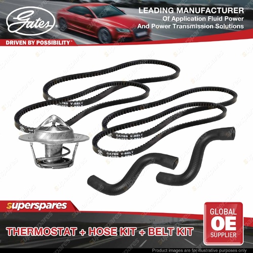 Gates Thermostat + Radiator Hose Drive Belt Kit for Holden Commodore VB with A/C