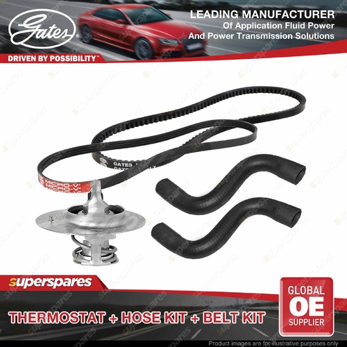 Gates Thermostat Radiator Hose Belt Kit for Mazda 323F BG1 1.8L with A/C 82 Deg