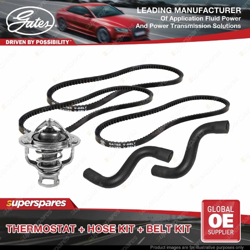 Gates Thermostat + Radiator Hose Drive Belt Kit for Nissan Patrol Y60 4.2L TB42S