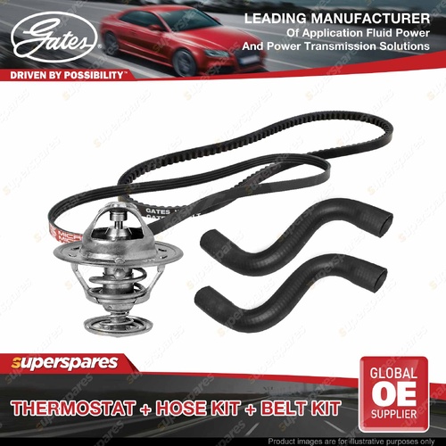 Gates Thermostat + Radiator Hose Drive Belt Kit for Mitsubishi Triton 2.5L 10-11