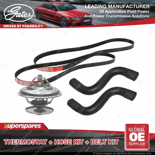 Gates Thermostat + Radiator Hose + Drive Belt Kit for BMW 320i E36 2.0L 110KW