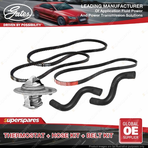 Gates Thermostat + Radiator Hose Drive Belt Kit for Mitsubishi Pajero NJ NH 3.0L