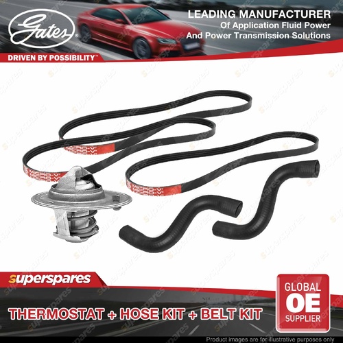 Gates Thermostat + Radiator Hose + Drive Belt Kit for Mazda 626 GD1 2.2L Manual
