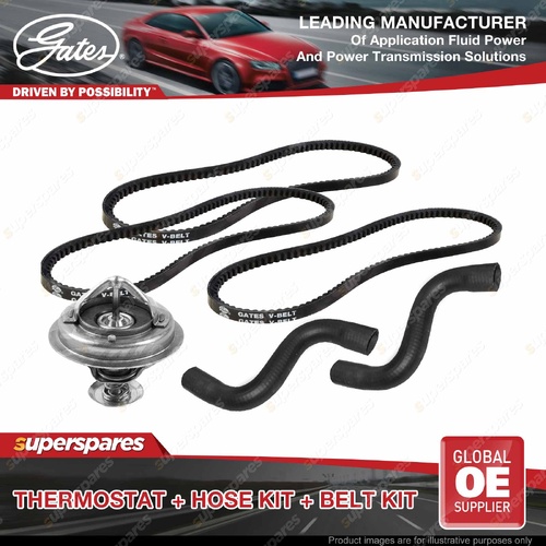 Gates Thermostat + Radiator Hose + Drive Belt Kit for Toyota Landcruiser HJ75RP