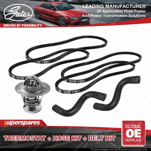 Gates Thermostat + Radiator Hose Drive Belt Kit for Toyota Hilux Surf LN65 84-88