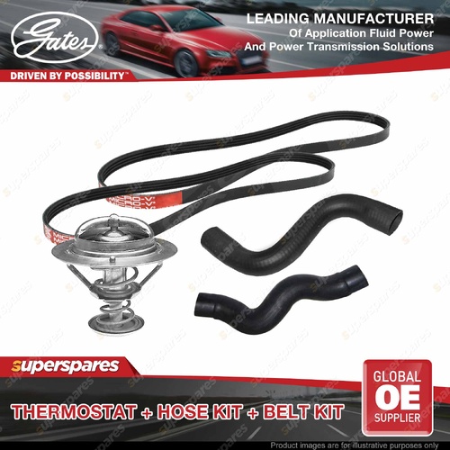 Gates Thermostat Radiator Hose Drive Belt Kit for Nissan Navara D40M 2.5L 106KW