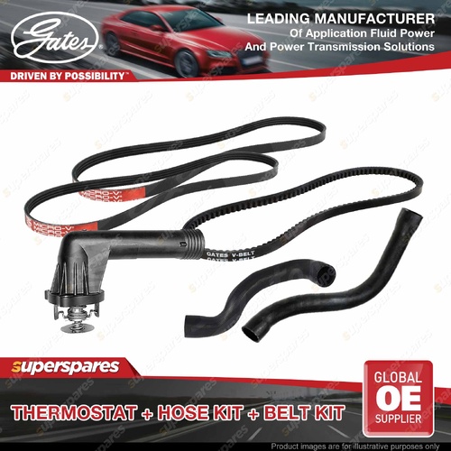 Gates Thermostat + Radiator Hose + Drive Belt Kit for BMW 316i E36 1.6L 93-95
