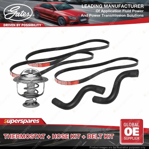 Gates Thermostat Radiator Hose Drive Belt Kit for Mitsubishi Triton MN 2.4L 94KW
