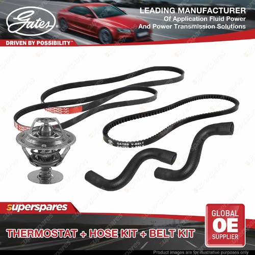 Gates Thermostat Radiator Hose Drive Belt Kit for Toyota Corolla AE80 1.3L 48KW